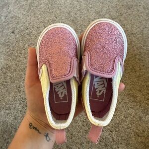 Vans Kids Pink Glitter Slip-On Sneakers